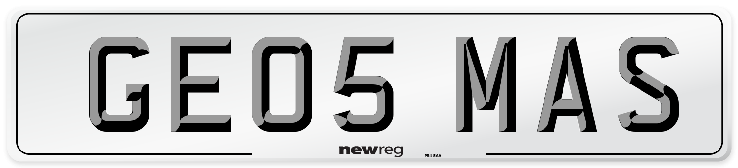 GE05 MAS Number Plate from New Reg